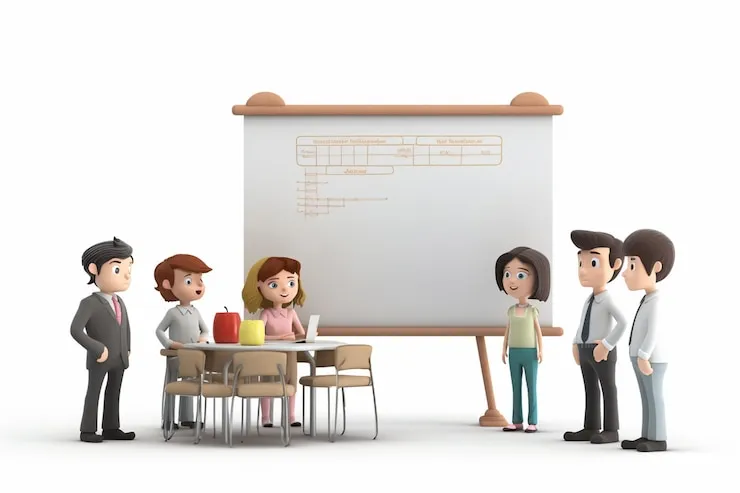 a group of teachers standing in class