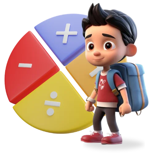 a little boy standing alone with a round circle containing operators